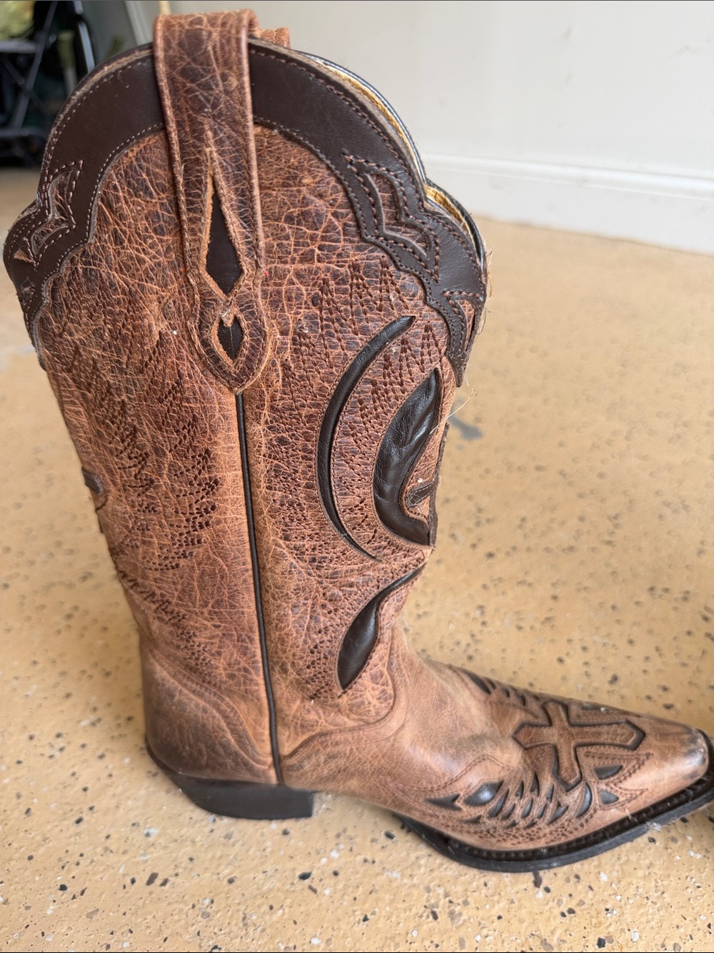 J.B. Dillon Brown Leather Western Heeled Cowboy Boots - Picture 8 of 9
